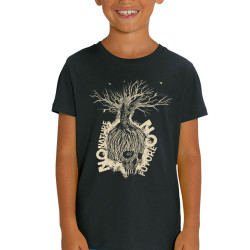 T-shirt enfant coton bio noir No Nature No Future (Gondrax,Ecologie,Slogans engagés,Têtes de morts)