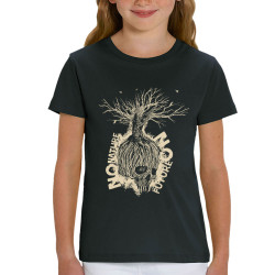 T-shirt enfant coton bio noir No Nature No Future (Gondrax,Ecologie,Slogans engagés,Têtes de morts)