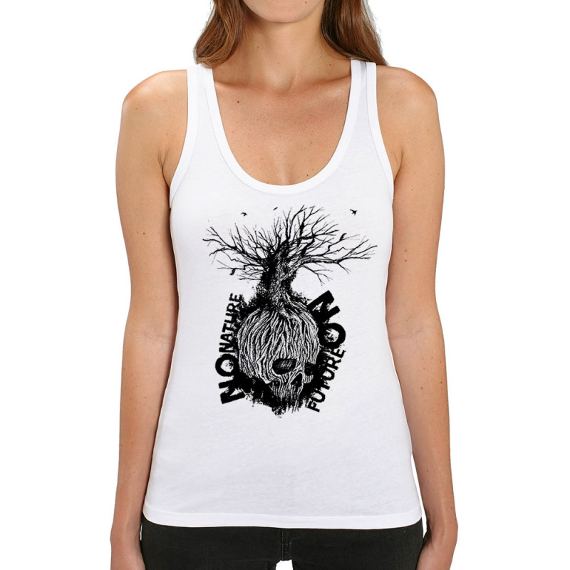 Débardeur femme coton bio blanc No Nature No Future (Gondrax,Ecologie,Slogans engagés,Têtes de morts)