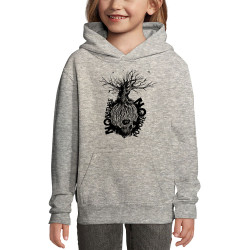 Sweat enfant à capuche gris chiné No Nature No Future (Gondrax,Ecologie,Slogans engagés,Têtes de morts)
