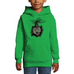 Sweat enfant à capuche vert prairie No Nature No Future (Gondrax,Ecologie,Slogans engagés,Têtes de morts)