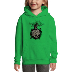 Sweat enfant à capuche vert prairie No Nature No Future (Gondrax,Ecologie,Slogans engagés,Têtes de morts)