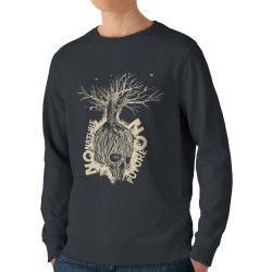 Sweat homme bio col rond gris anthracite No Nature No Future (Gondrax,Ecologie,Slogans engagés,Têtes de morts)