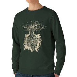 Sweat homme bio col rond vert foncé No Nature No Future (Gondrax,Ecologie,Slogans engagés,Têtes de morts)