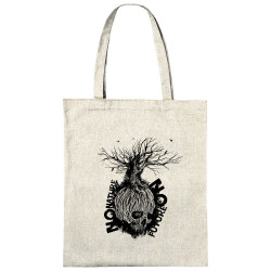 Sac shopping en toile naturel No Nature No Future (Gondrax,Ecologie,Slogans engagés,Têtes de morts)