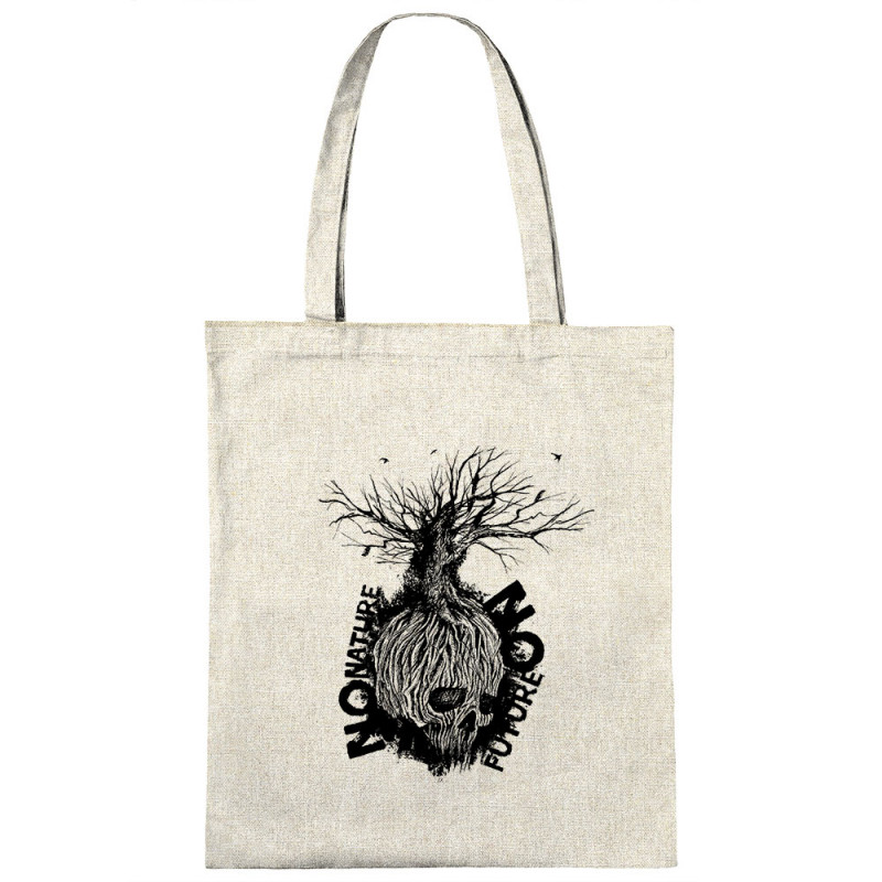 Sac shopping en toile naturel No Nature No Future (Gondrax,Ecologie,Slogans engagés,Têtes de morts)