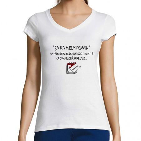 T-shirt femme col V "Ça ira...