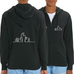 Sweat femme zippé à capuche coton bio noir 49 Alinéa 3 (Gondrax,Slogans Débiles,Humour,Slogans engagés)