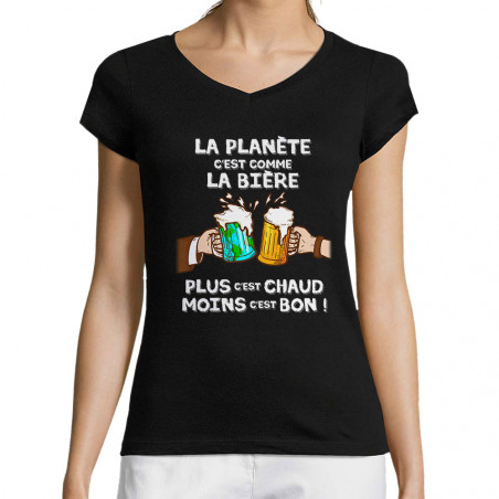 T-shirt femme col V "La...