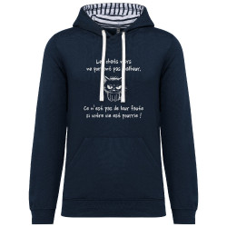 Sweat capuche à motifs unisexe bleu marine et marinière Chats noirs (Gondrax,Animaux,Chats,Humour)