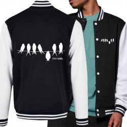 Teddy baseball en molleton noir et blanc Stay Rebel (Gondrax,Animaux,Humour,Stay)