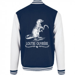 Teddy baseball en molleton bleu marine et blanc Loutre Ouvrière (Gondrax,Les Bébêtes,Animaux,Humour)