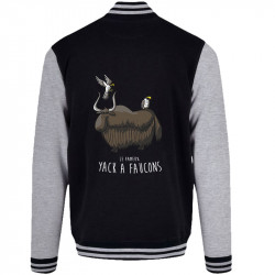 Teddy baseball en molleton noir et gris chiné Yack à faucons (Mr Mouton,Animaux,Humour)