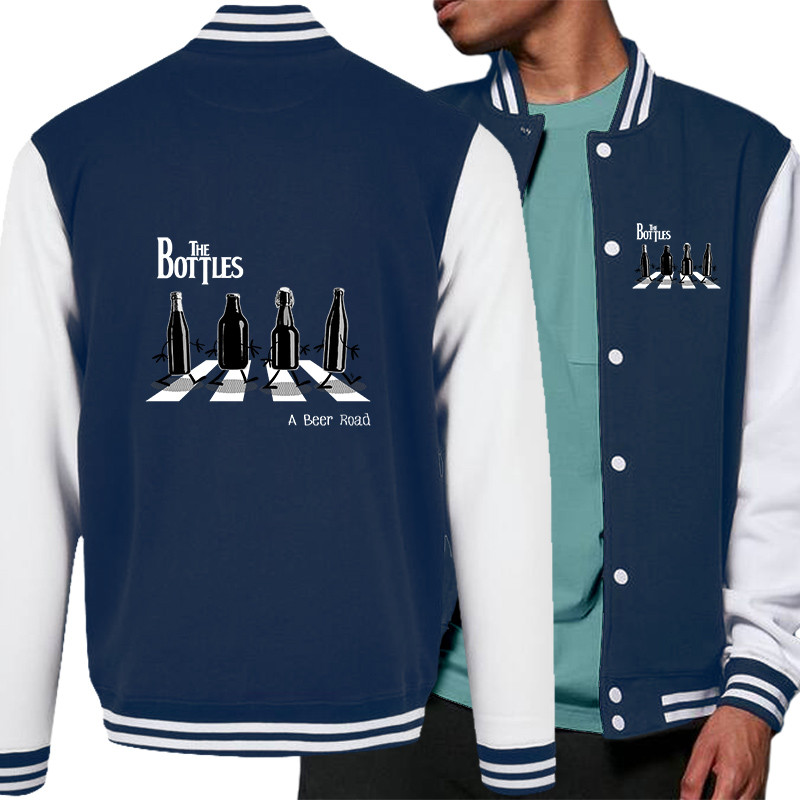 Teddy baseball en molleton bleu marine et blanc The Bottles (Gondrax,Humour,Alcool,Amazon)