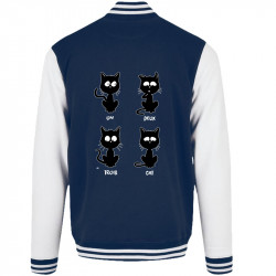 Teddy baseball en molleton bleu marine et blanc Un deux trois cat (Le Duc,Humour,Animaux,Des chiffres et des lettres,Chats,Devoi