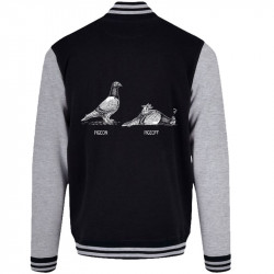 Teddy baseball en molleton noir et gris chiné Pigeon Pigeoff (Gondrax,Les Bébêtes,Humour,Animaux)