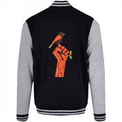 Teddy baseball en molleton noir et gris chiné Résiste (Alex Kidd,Ecologie)