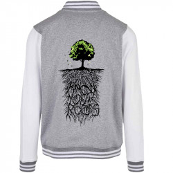 Teddy baseball en molleton gris chiné et blanc Know Your Roots (Ecologie,Ethnique)