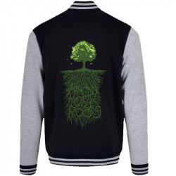 Teddy baseball en molleton noir et gris chiné Know Your Roots (Ecologie,Ethnique)