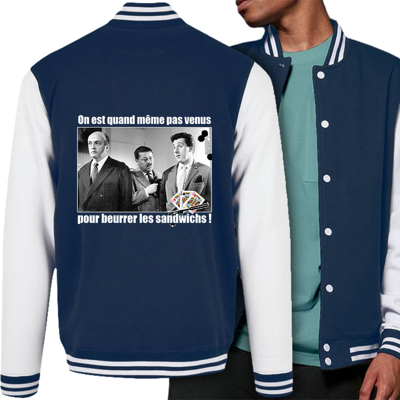 Teddy baseball en molleton bleu marine et blanc Tontons Flingueurs Beurrer les sandwichs (Films/Séries,Les Tontons Flingueurs)