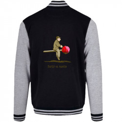 Teddy baseball en molleton noir et gris chiné Partir en sucette (Gondrax,Humour,Partir en …)