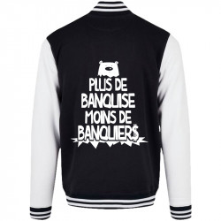 Teddy baseball en molleton noir et blanc Plus de banquise (Gondrax,Slogans engagés,Ecologie)