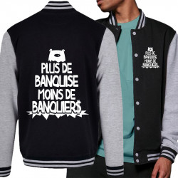 Teddy baseball en molleton noir et gris chiné Plus de banquise (Gondrax,Slogans engagés,Ecologie)