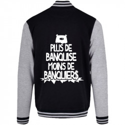 Teddy baseball en molleton noir et gris chiné Plus de banquise (Gondrax,Slogans engagés,Ecologie)