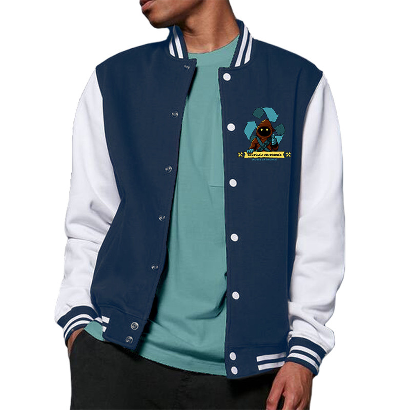 Teddy baseball en molleton bleu marine et blanc Recyclez vos droides (Le Duc,Films/Séries,Star Wars)