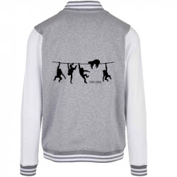 Teddy baseball en molleton gris chiné et blanc Stay Cool (Gondrax,Animaux,Stay,Paresse)