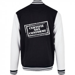 Teddy baseball en molleton noir et blanc Certifié non conforme (Gondrax,Slogans engagés)