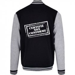 Teddy baseball en molleton noir et gris chiné Certifié non conforme (Gondrax,Slogans engagés)