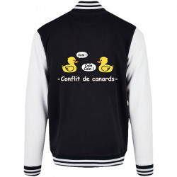 Teddy baseball en molleton noir et blanc Conflit de canards (Animaux,Humour,El Zorro)
