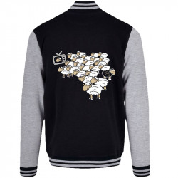 Teddy baseball en molleton noir et gris chiné Moutons (Gondrax,Humour,Slogans engagés,Animaux)