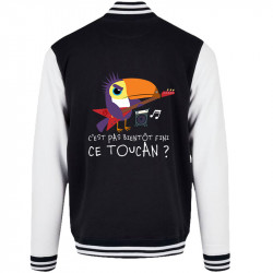 Teddy baseball en molleton noir et blanc Fini ce toucan (Andy,Animaux,Humour)
