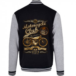 Teddy baseball en molleton noir et gris chiné 1837 - Motorcycle Club (Gondrax,1837,Moto,Steam Punk,Moto)