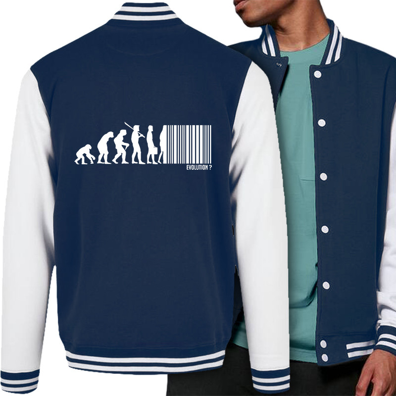Teddy baseball en molleton bleu marine et blanc Evolution code barre (Gondrax,Slogans engagés,Evolution)