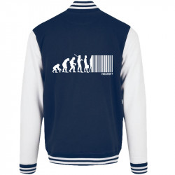 Teddy baseball en molleton bleu marine et blanc Evolution code barre (Gondrax,Slogans engagés,Evolution)