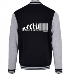 Teddy baseball en molleton noir et gris chiné Evolution code barre (Gondrax,Slogans engagés,Evolution)