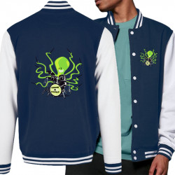 Teddy baseball en molleton bleu marine et blanc Poulpy Drum (Animaux,Humour,Ted Boundy)
