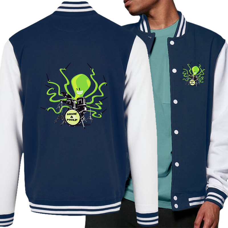 Teddy baseball en molleton bleu marine et blanc Poulpy Drum (Animaux,Humour,Ted Boundy)