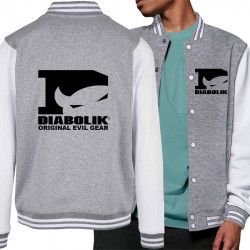 Teddy baseball en molleton gris chiné et blanc Diabolik - D Logo (Diabolik)