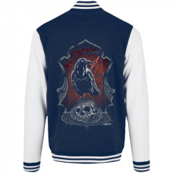 Teddy baseball en molleton bleu marine et blanc Diabolik Evil Crow (Simon,Diabolik,Têtes de morts,Enfer)