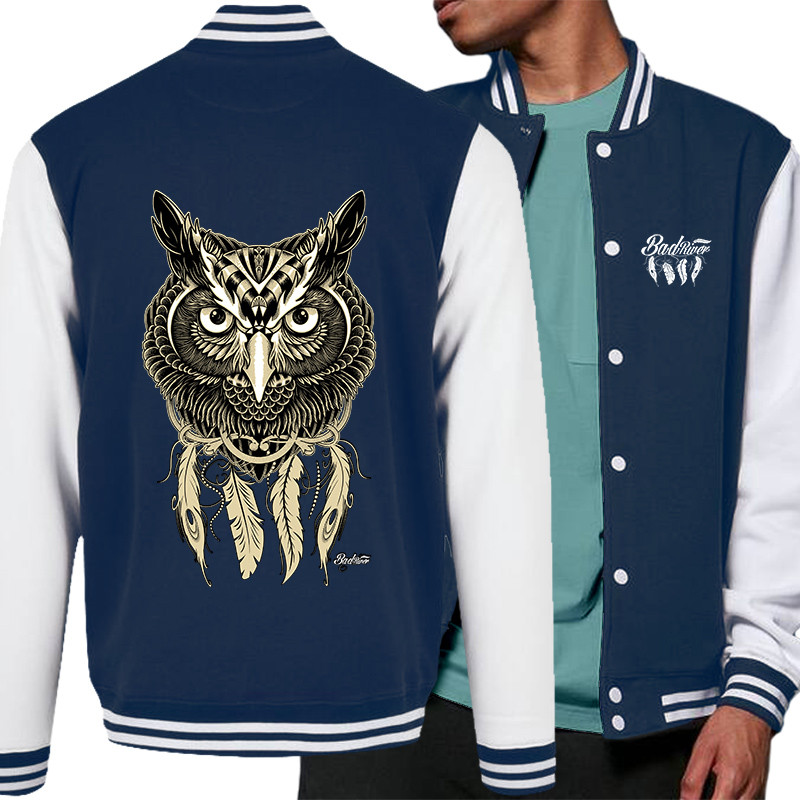 Teddy baseball en molleton bleu marine et blanc Bad River - Little Owl (Bad River,Animaux,Ethnique)