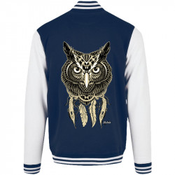 Teddy baseball en molleton bleu marine et blanc Bad River - Little Owl (Bad River,Animaux,Ethnique)