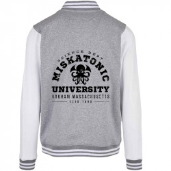 Teddy baseball en molleton gris chiné et blanc Miskatonic University (Alex Kidd,Films/Séries)