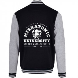 Teddy baseball en molleton noir et gris chiné Miskatonic University (Alex Kidd,Films/Séries)