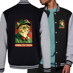 Teddy baseball en molleton noir et gris chiné Miaou Tse Toung (Animaux,Humour,Chats)