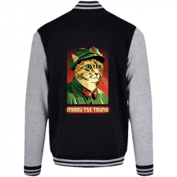 Teddy baseball en molleton noir et gris chiné Miaou Tse Toung (Animaux,Humour,Chats)