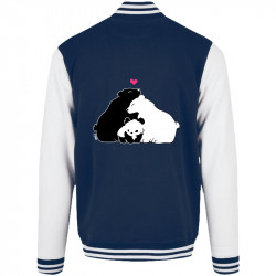 Teddy baseball en molleton bleu marine et blanc Panda Family (Fantine,Animaux)